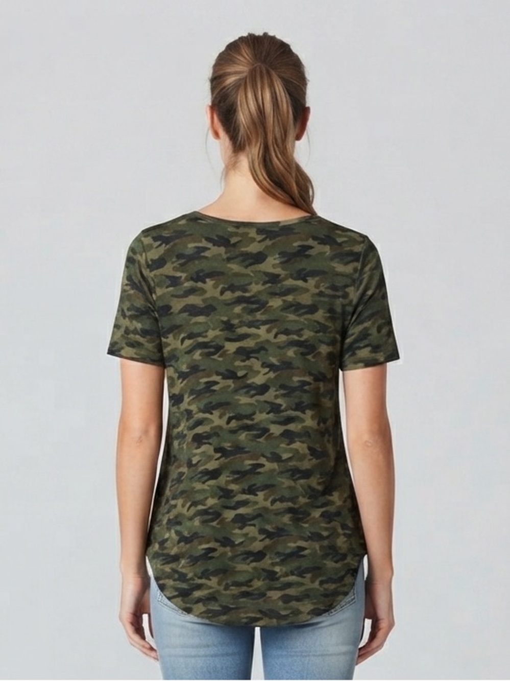 LULAROE Erika Camo Swing Top XS 18” p2p Black/Green Multi EUC - Picture 7 of 10